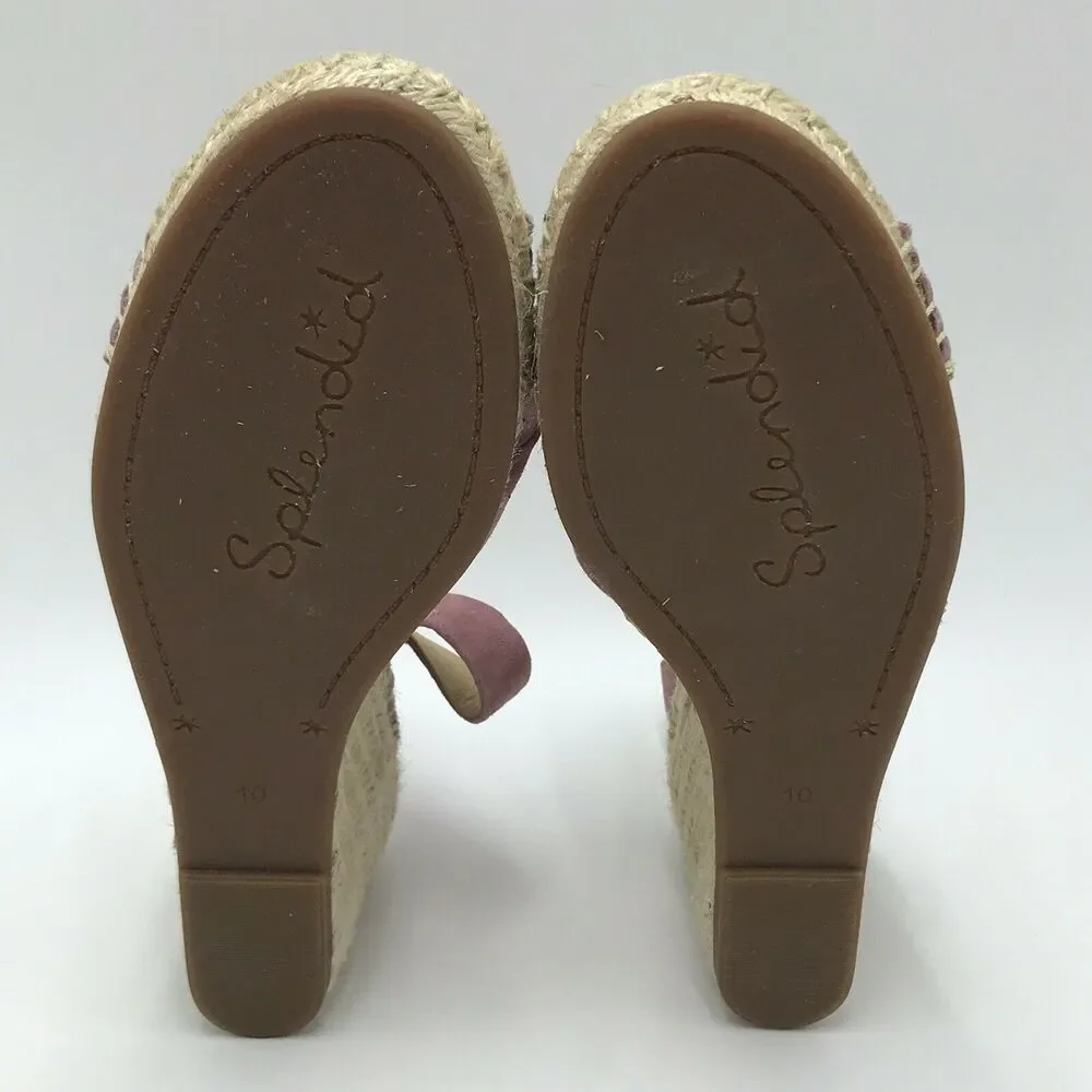 Splendid Women's 10 Fairfox Espadrille Wedge Sandal Pink Leather Strappy